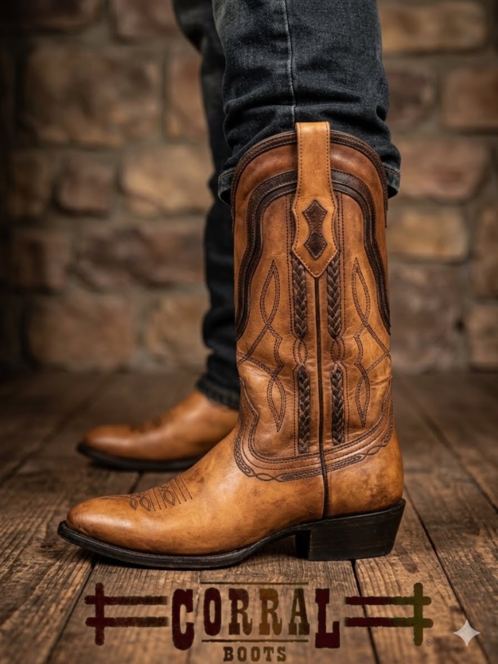 Corral Men’s Handcrafted Distressed Leather Cowboy Boots Sz 9D - Picture 1 of 17